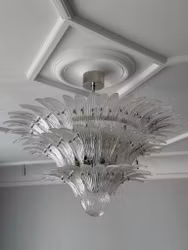 Murano Chandelier 'CORTO' large size with clear glass prisms