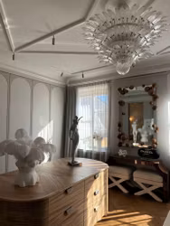 Murano Chandelier 'CORTO' large size with clear glass prisms