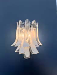Pair of Murano Wall Lamps in white.