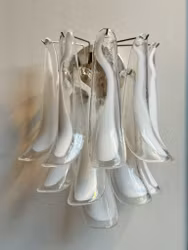 Pair of Murano Wall Lamps in white.