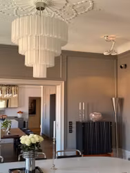 Murano Chandelier • TUBULAR • XXL • white matte glass