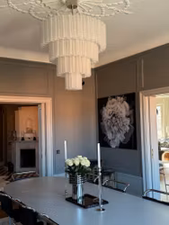 Murano Chandelier • TUBULAR • XXL • white matte glass