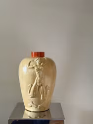 Large Yellow Einar Luterkort Floor Vase Model 169 by Upsala Ekeby, Sweden, 1930s
