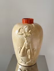 Large Yellow Einar Luterkort Floor Vase Model 169 by Upsala Ekeby, Sweden, 1930s