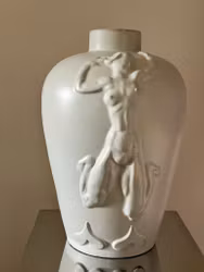 Large White Einar Luterkort Floor Vase Model 169 by Upsala Ekeby, Sweden, 1930s