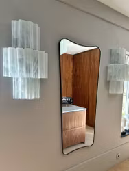 Murano Wall Sconce with TUBULAR glass prisms with Swirled White Marble Pattern