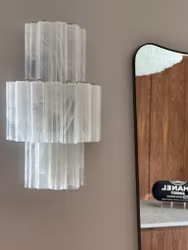 Murano Wall Sconce with TUBULAR glass prisms with Swirled White Marble Pattern