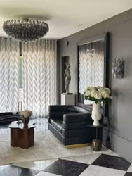Murano Chandelier 'Flying Saucer' • smoked grey prisms  • chrome structure