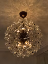 NEW IN!! Floral Murano Chandelier FIORE in clear glass and brass structure