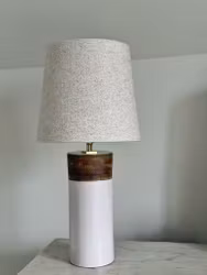 Bitossi White and Brown Ceramic Table Lamp. 1960s.