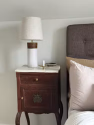 Bitossi White and Brown Ceramic Table Lamp. 1960s.