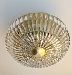 Orrefors Crystal Petal Flush Mount with brass fittings