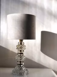 Orrefors Table Lamp Cut Glass and Nickel