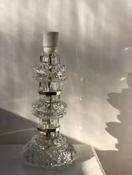 Orrefors Table Lamp Cut Glass and Nickel