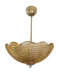 Art Deco Amber Glass Bowl Chandelier by Orrefors