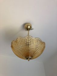 Art Deco Amber Glass Bowl Chandelier by Orrefors
