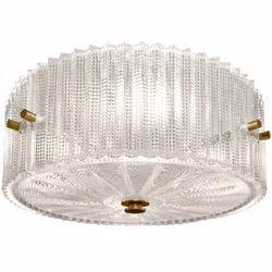 Orrefors Flush Mount with Glass Panels by Carl Fagerlund