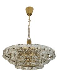 Orrefors Three-tier Chandelier with Crystal Prisms by Carl Fagerlund
