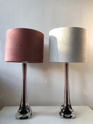 Mid-Century Modern Flygsfors Table Lamps in Burgundy by Paul Kedelv