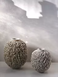 Gunnar Nylund set of two Chamotte Vase white and beige