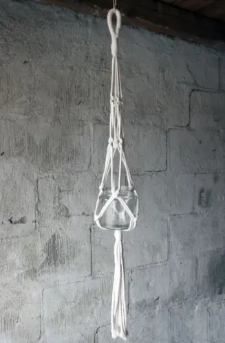 Ampel i makramé - Off White - 90 cm