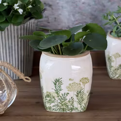 Blommig fyrkantig kruka Vintage