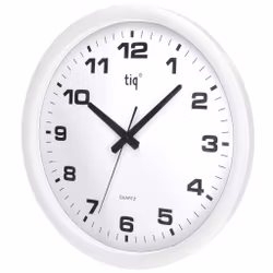 Tiq Väggklocka med ram i vit plast, 40 cm - 851D