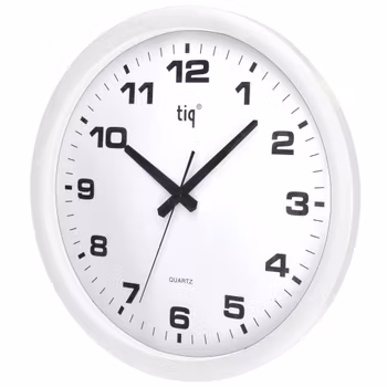 Tiq Väggklocka med ram i vit plast, 40 cm - 851D