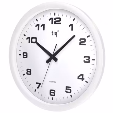 Tiq Väggklocka med ram i vit plast, 40 cm - 851D