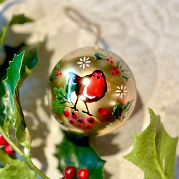 Öppningsbar julgranskula metall Emma Bridgewater RÖDHAKE