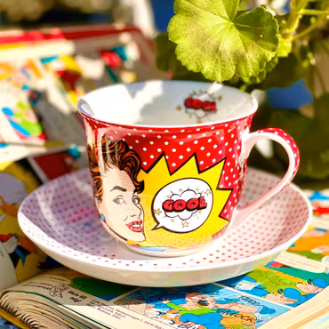 Tekopp med fat ”Pop art”