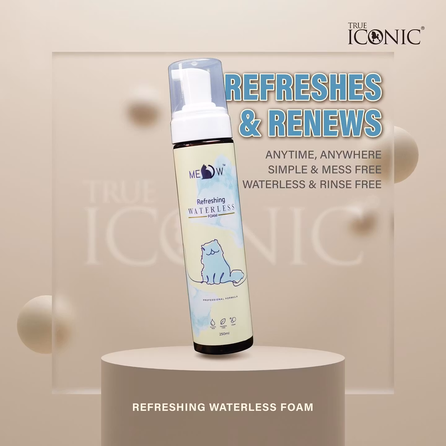 True Iconic MEOW Waterless Foam Bath Shampoo