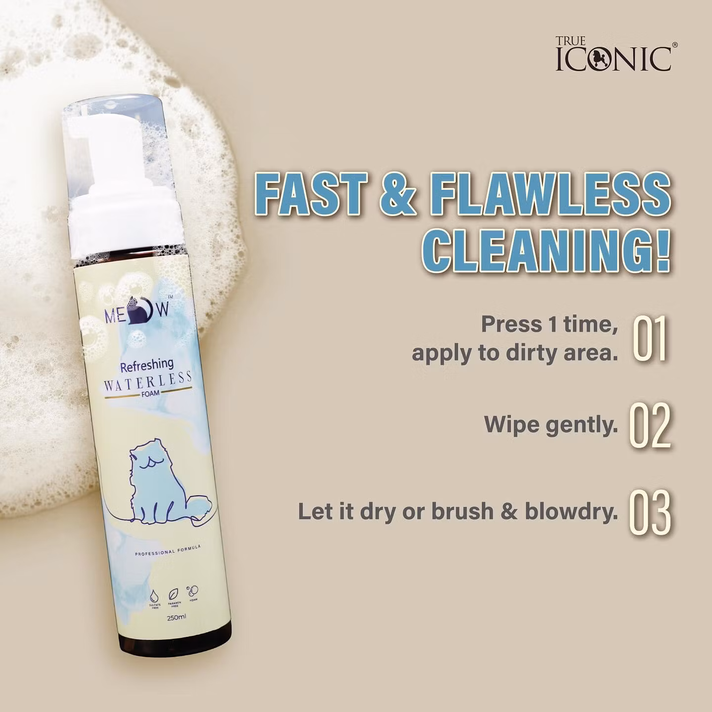 True Iconic MEOW Waterless Foam Bath Shampoo