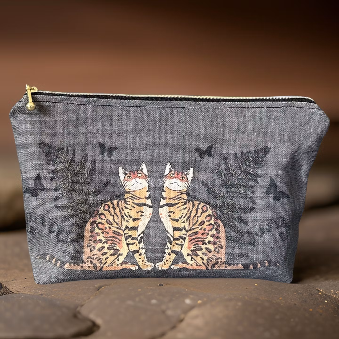 Necessär cats gold and gray (L)