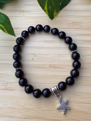 Svartagats armband med stjärna (8mm)