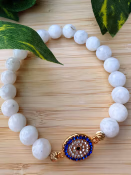 Månstens armband med blå pärla (8 mm)