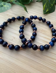 Blå tigerögastens armband (8mm)