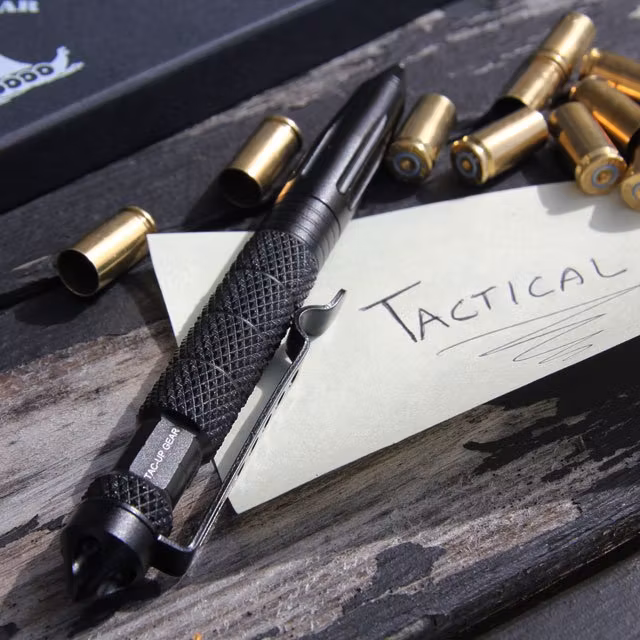 Shellcasings and a Pen Tactical Black.