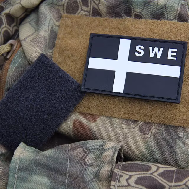Sweden Flag OPS PVC Black/White Patch.