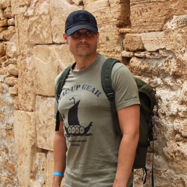 Baseball Cap Black with old town background in Mallorca.