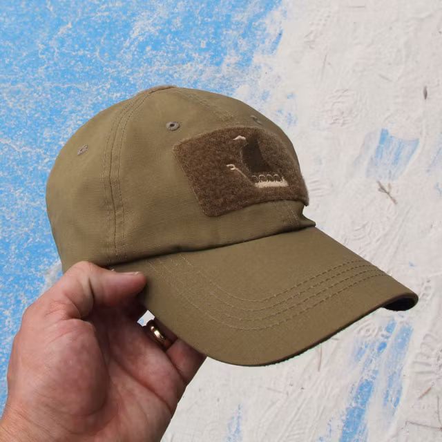 Coyote colored tactical baseball cap.