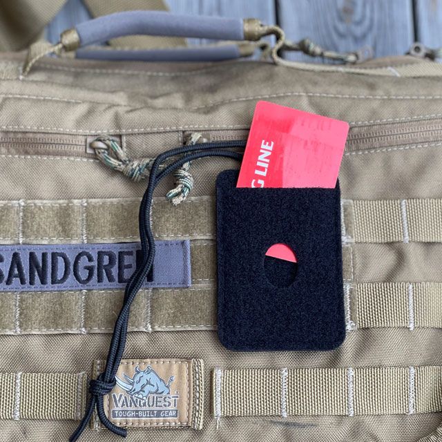 A mounted Card holder Hook and Loop Black from TAC-UP GEAR