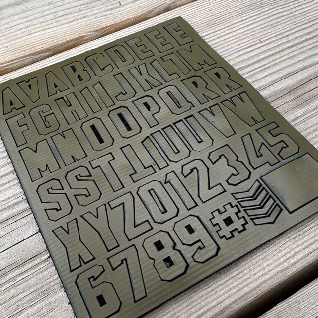 DIY Alphabet and Number Hook Patch Set Green viewed from an angle
