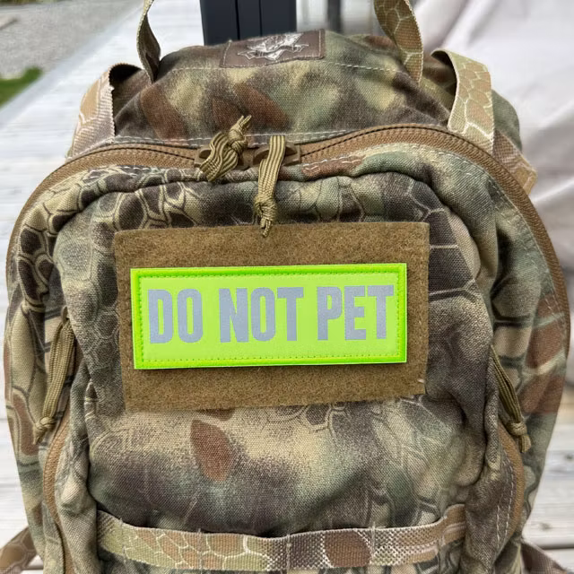 Do Not Pet HiVis Patch viewed through an infrared camera