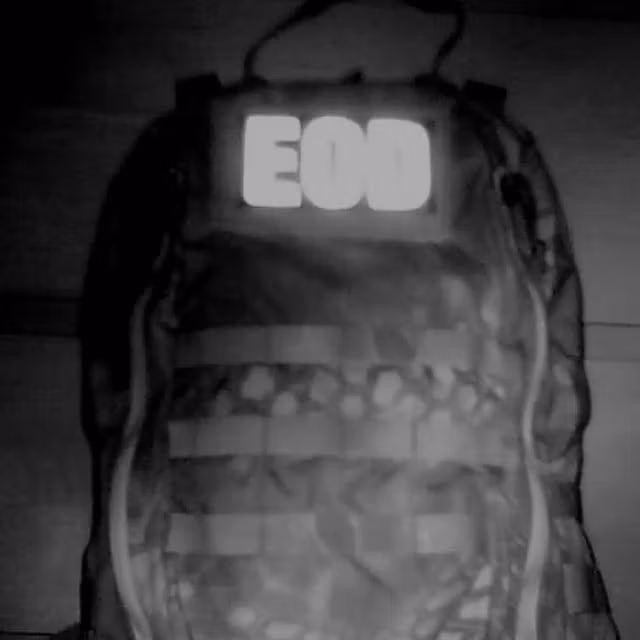 IR EOD Reflective Black & White Hook Patch viewed through an infrared camera