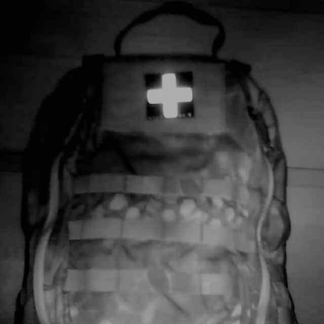IR MEDIC Reflective Black & White Hook Patch viewed through an infrared camera