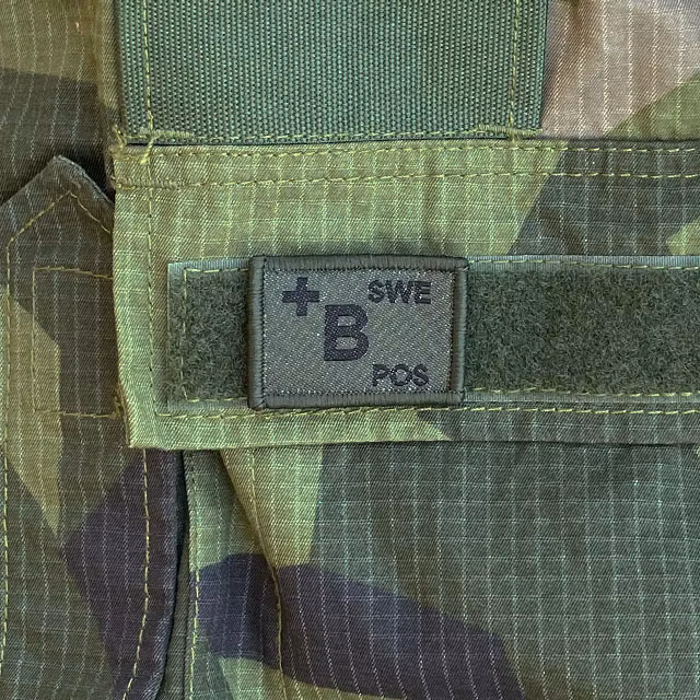 B+ Blood Type Hook Patch Dark Green from TAC-UP GEAR mounted on a Field Shirt M90