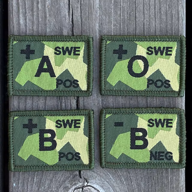 Four different Blood Type Hook Patches M90 from TAC-UP GEAR