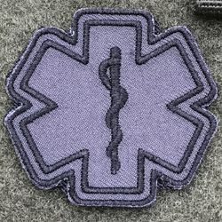 MEDIC Star of Life Black Grey Hook Patch
