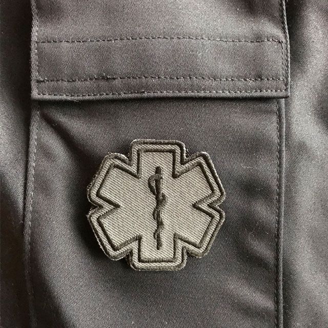 MEDIC Star of Life Black Grey Hook Patch.